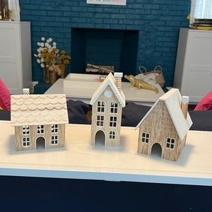 Christmas village houses. Set of 3.